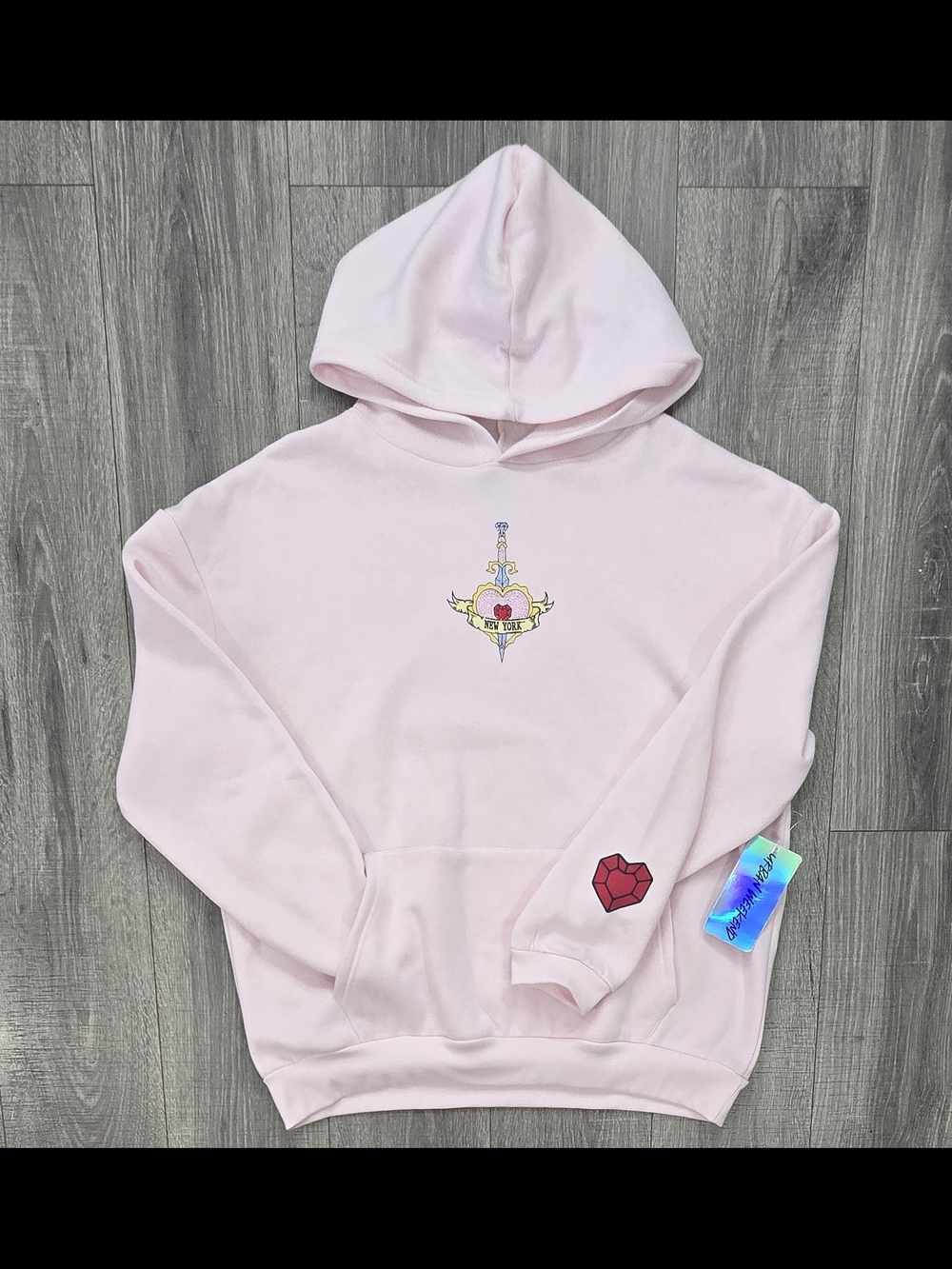 Urban Weekend Pink Tattoo Heart Dagger Hoodie Women’s XL NWT Y2K #679